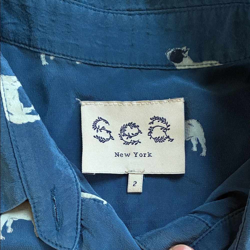 Sea New York Frenchie French Bulldog silk romper - Picture 5 of 9